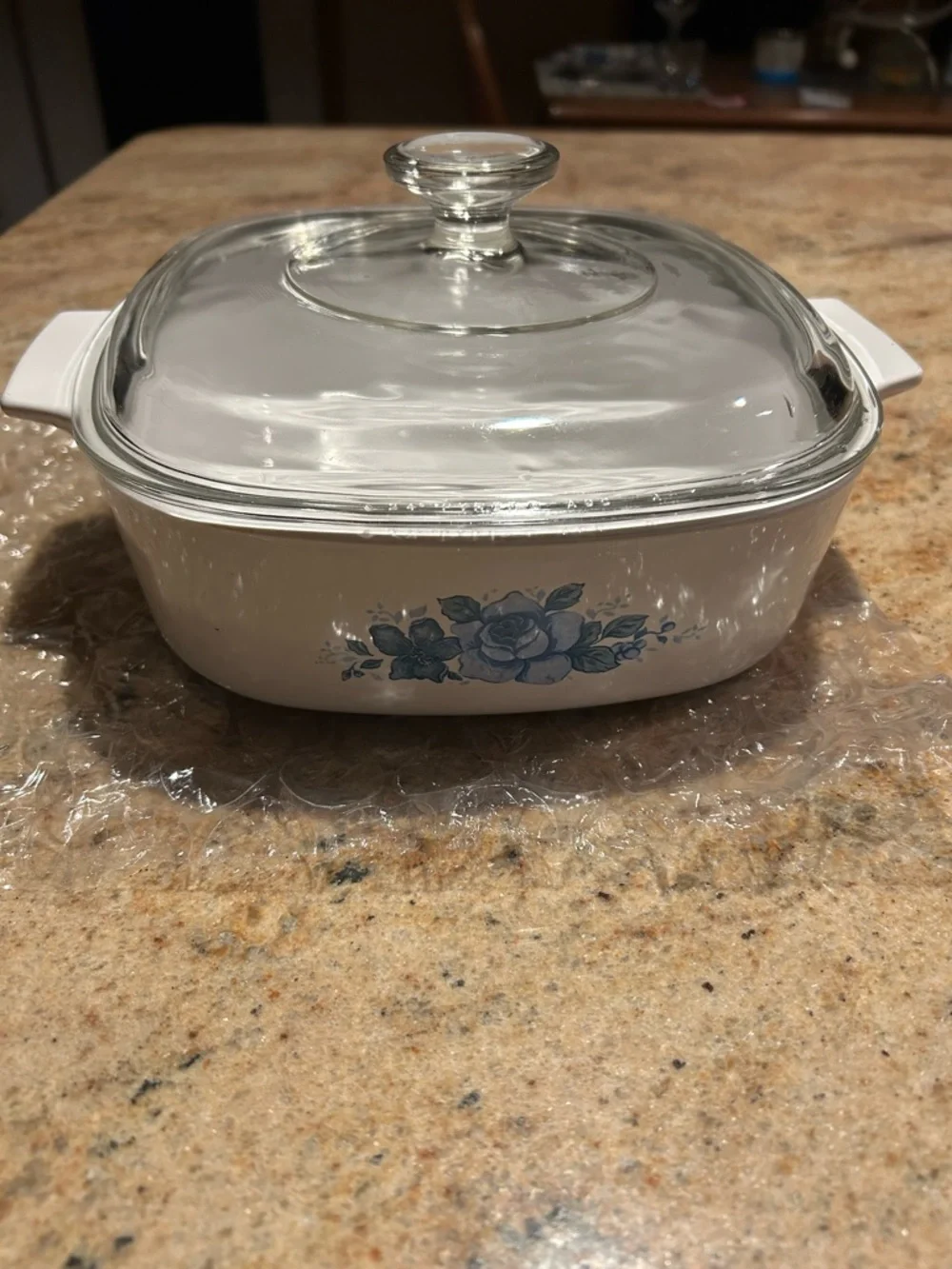 Corningware Blue Velvet Rose 2 Qt #A-2-B. 2 L Casserole w/Lid Pyrex Glass #A-9-C